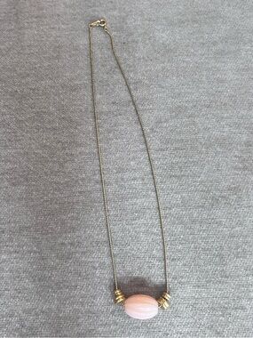 Vintage Trifari Pink Molded Glass Bead Gold Tone Necklace Signed